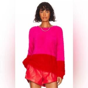 One Teaspoon Lost Signal Colour Block Pink Red Dress Sweater Crew Size Medium